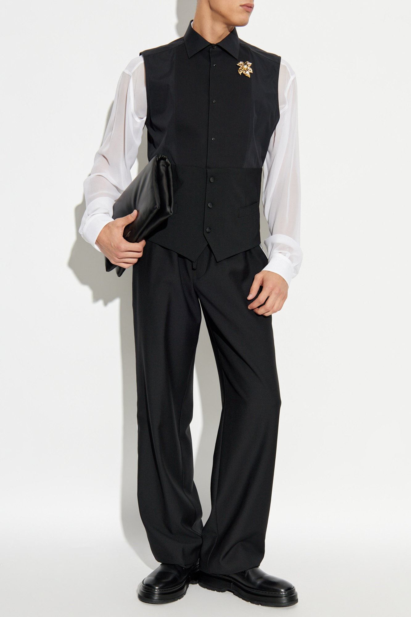 ベスト・ジレ Dolce & Gabbana FW24 Tuxedo gilet (F29FTTFU21E N0000) Dolce & Gabbana Sicilia-fit rhinestone-embellished Tuxedo